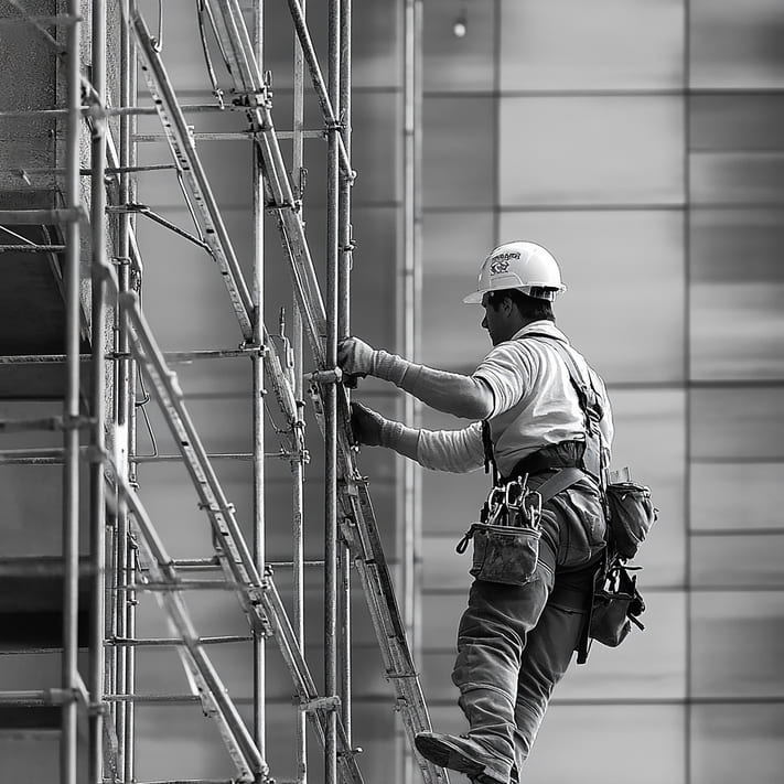 trabajador vertical en edificios.