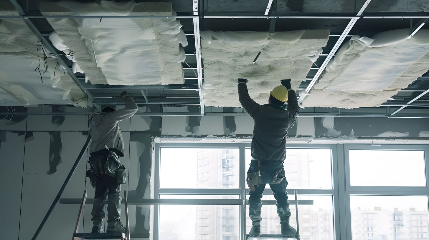 trabajadores verticales en mantenimiento de edificios