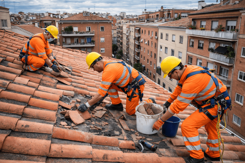 proceso de reparación de tejados comunitarios Madrid