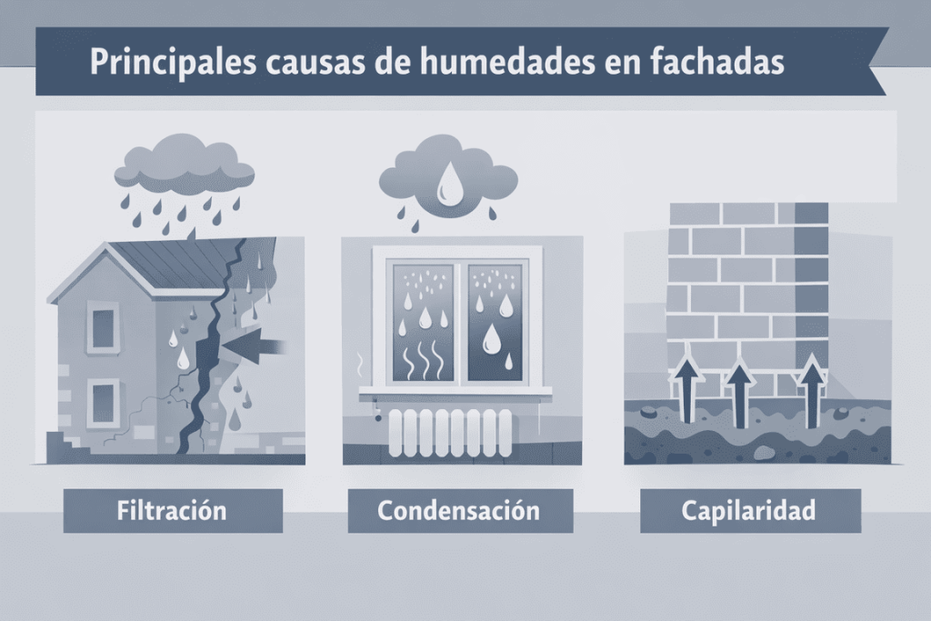 causas habituales de las humedades en fachadas